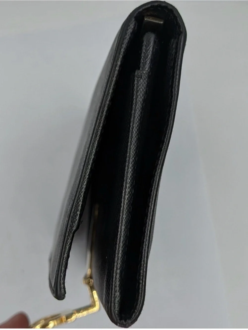 Salvatore Ferragamo  Black Women's Leather Wallet with Gold Accent